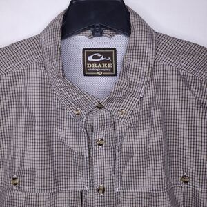 Drake Waterfowl Shirt Mens 2XL Brown Check Vented